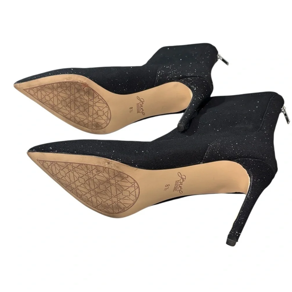 JEWEL BADGLEY MISHKA - BLACK WITH SHIMMER -  SOCK STYLE  BOOTIES - SIZE 8.5 - S2